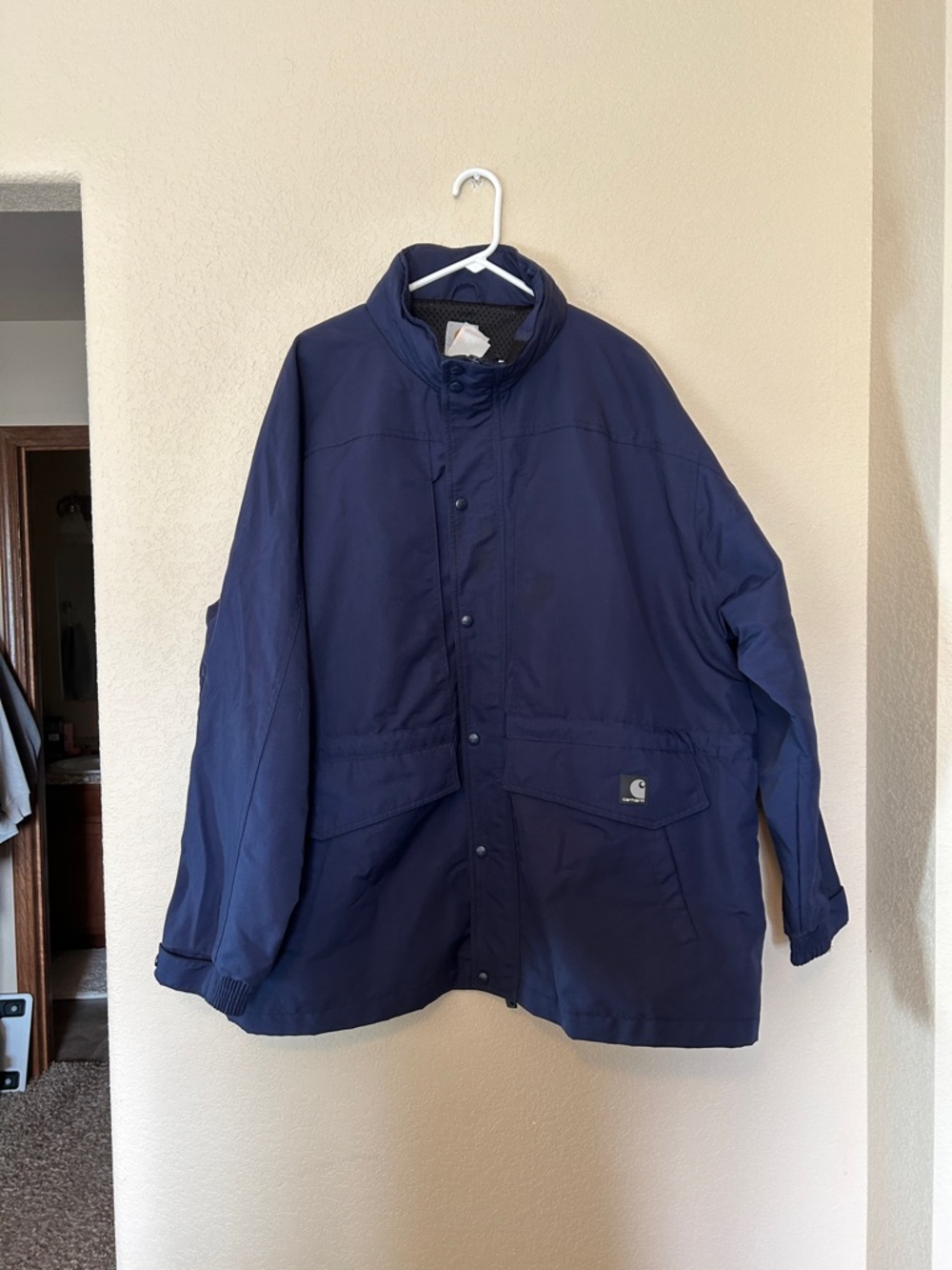 Carhartt Navy Utility Jacket Coat Men’s 2XL Workwear Nylon Snap Zip Gorpcore